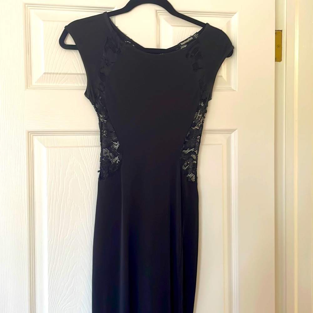 Petite Maxi Dress with Lace Cut Outs - Black Size 2